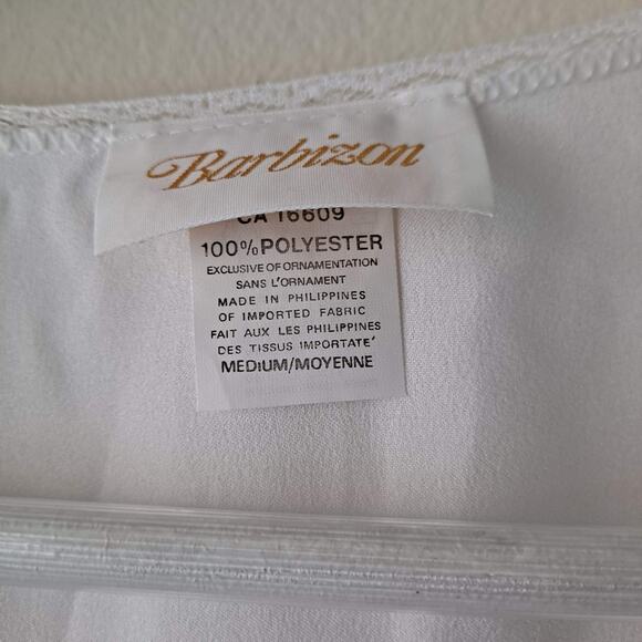 Barbizon White & Pink Florals Lace Trim Sweatheart Neckline Night Gown - Size M - Picture 7 of 7